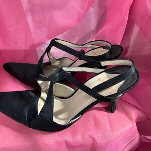 Christian Louboutin Satin Strappy Slingback Pump with 3.5" Stiletto Heels